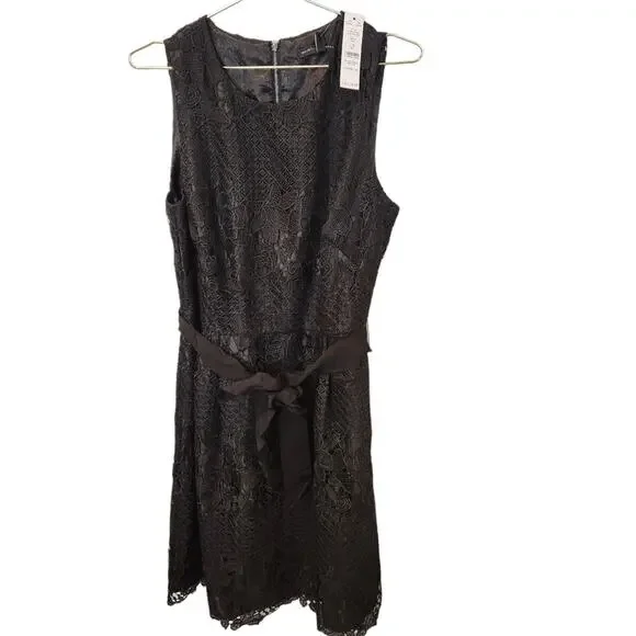 White House Black Market fit and flare black lace dress size 12 - Picture 5 of 8
